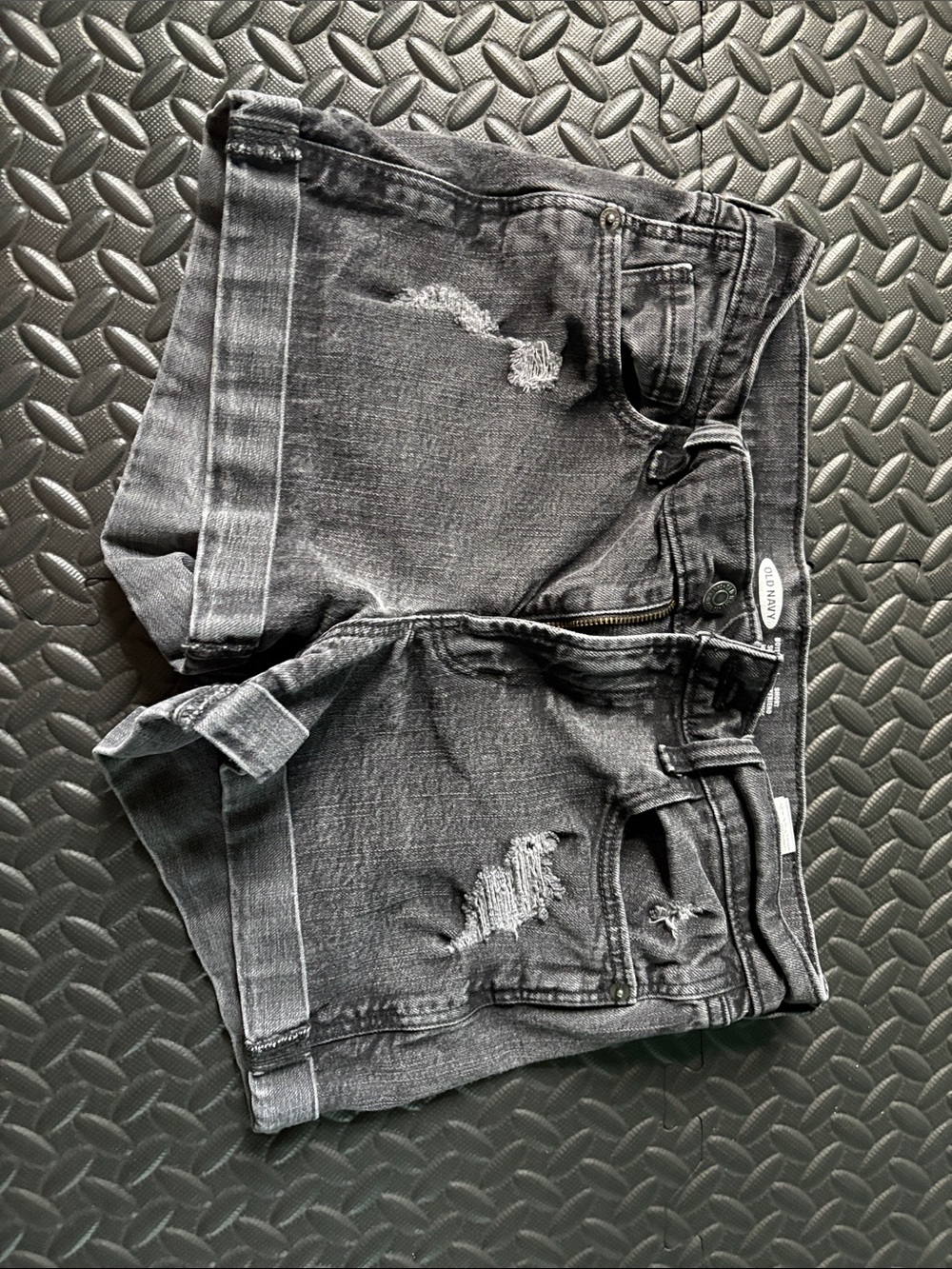 Old Navy Distressed Black Denim Jean Shorts
